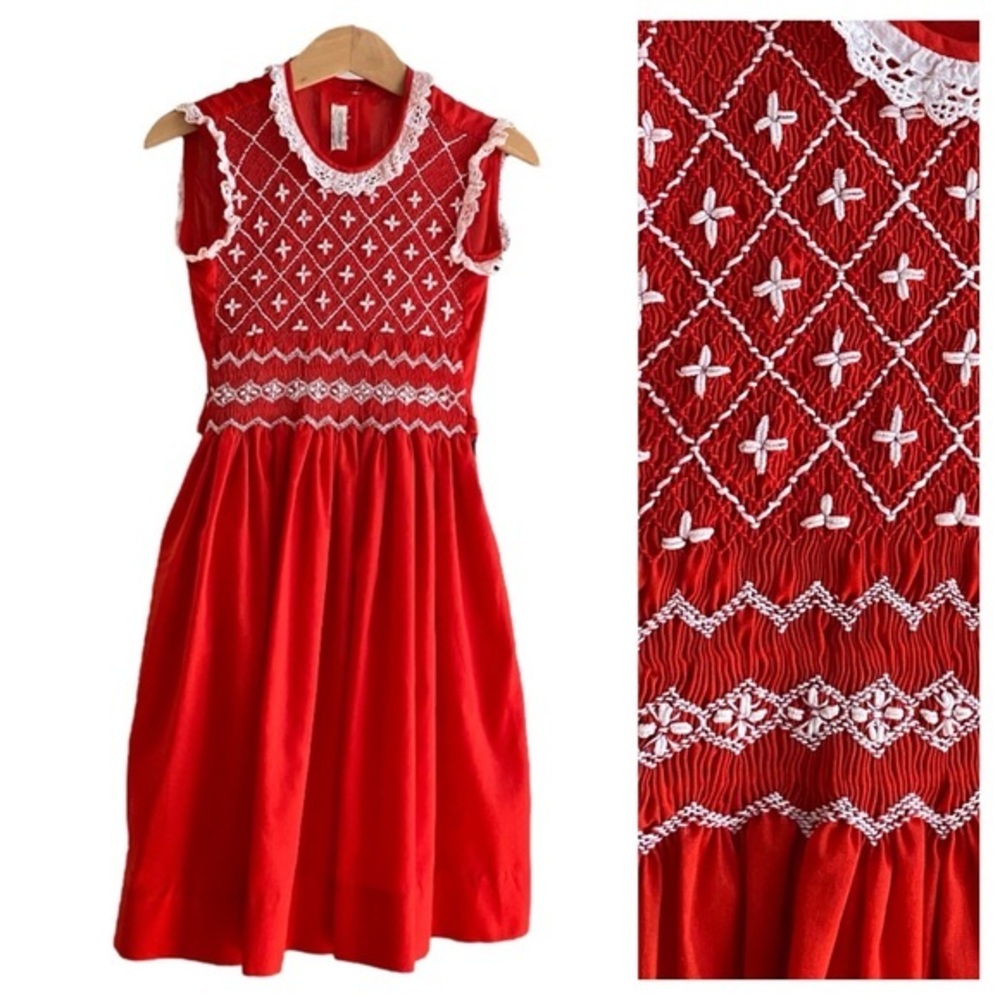 Rosanna Vintage Red White Smocked Dress